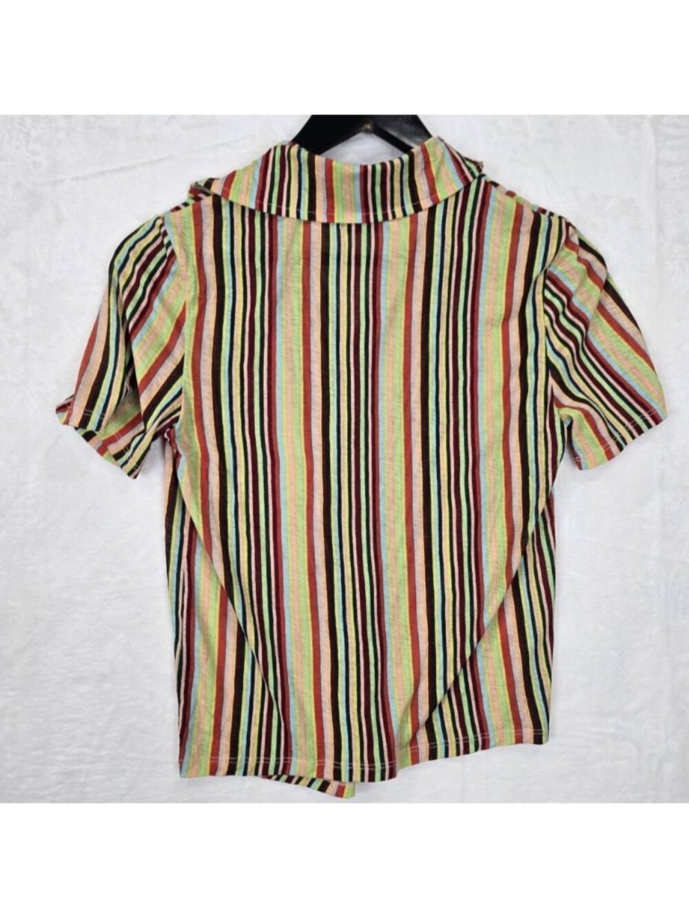 Multicolor Striped Blouse Button Up Top Size Small Retro - Picture 2 of 2